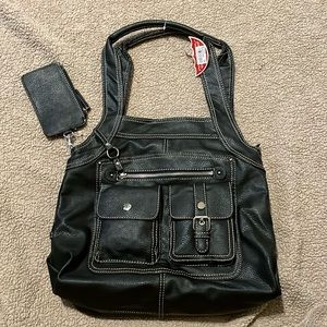 Franco Sarto NWT 2 handle bag. 3 compartments! Includes card holder/wallet.